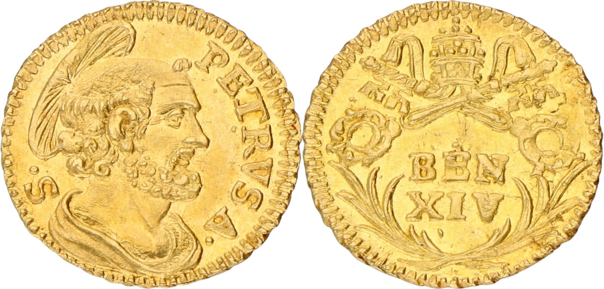 Italian states. Papal states. Benedictus XIV. 1/2 Scudo Romano. ND (1740 - 1742). XF