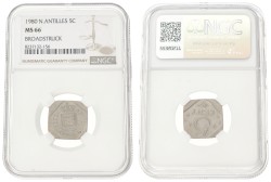 5 Cent. Broadstruck. Nederlandse Antillen. Juliana. 1980. MS 66
