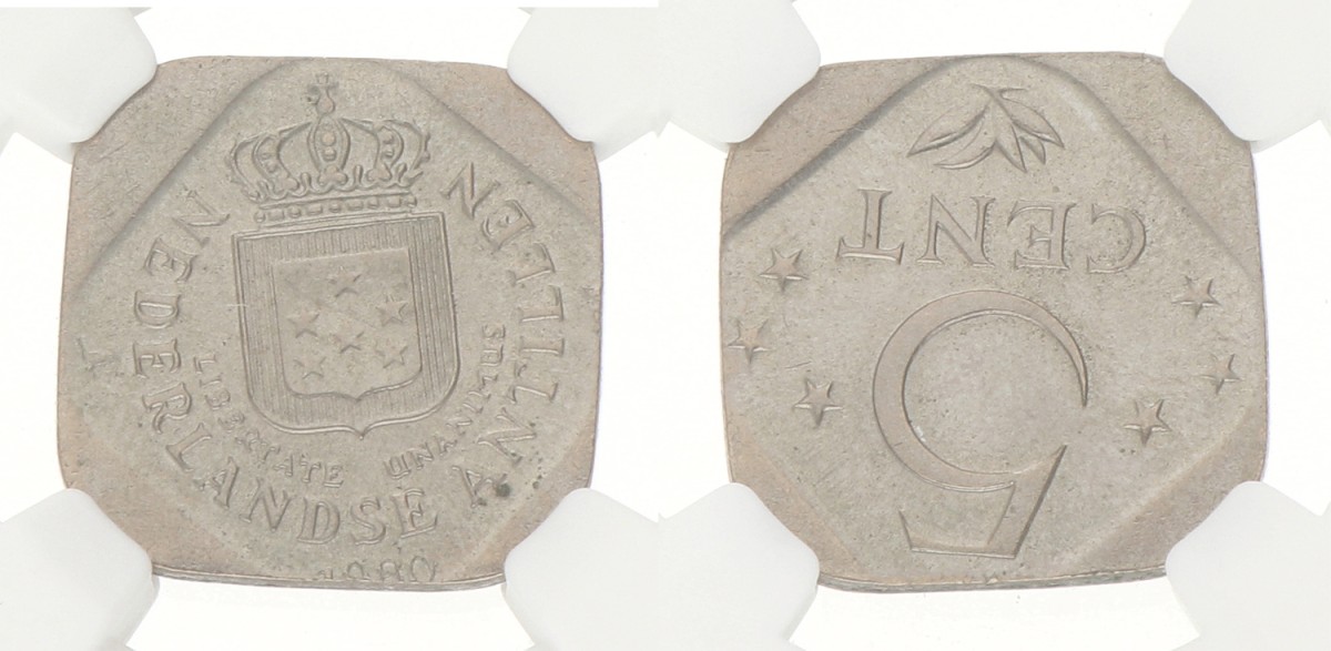 5 Cent. Broadstruck. Nederlandse Antillen. Juliana. 1980. MS 66