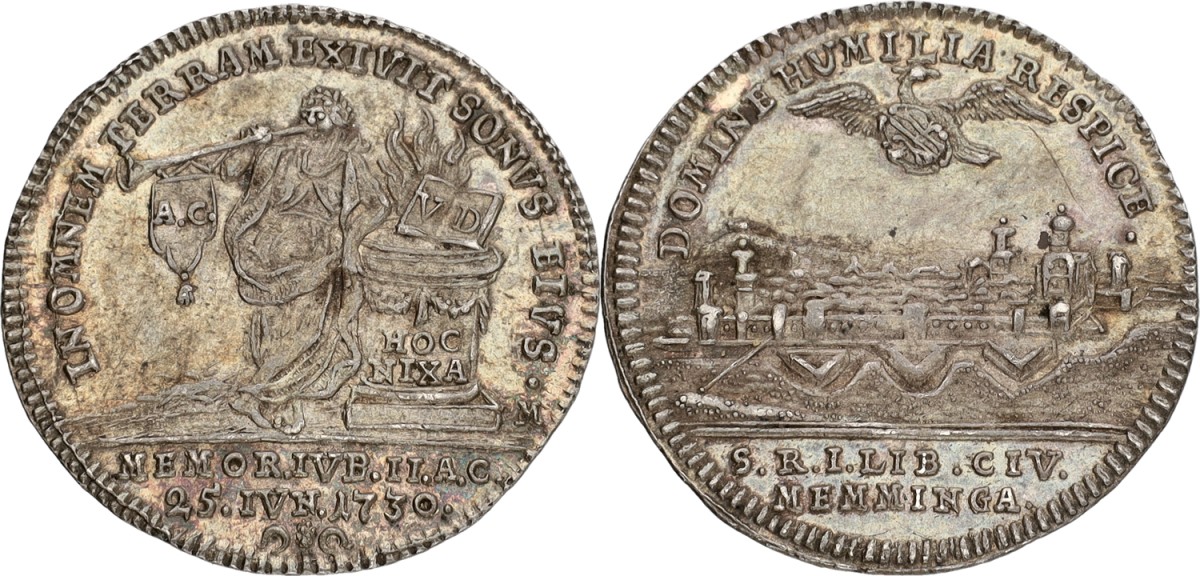 German states. Memmingen. Ducat. Silver pattern. 1730. VF