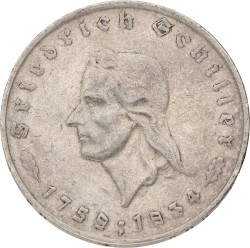 Germany. Third reich. 5 Mark - Friedrich Schiller. 1934. VF
