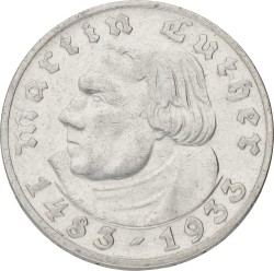 Germany. Third reich. 5 Mark - Martin Luther. 1933. VF +
