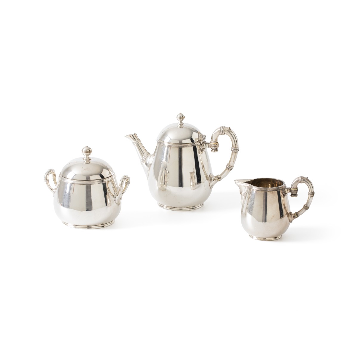 Christofle theeservies (3), model Bamboo, Parijs ca. 1900, verzilverd