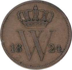 1 Cent. Willem I. 1824. VF +.