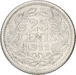 25 Cent. Wilhelmina. 1911. XF +.