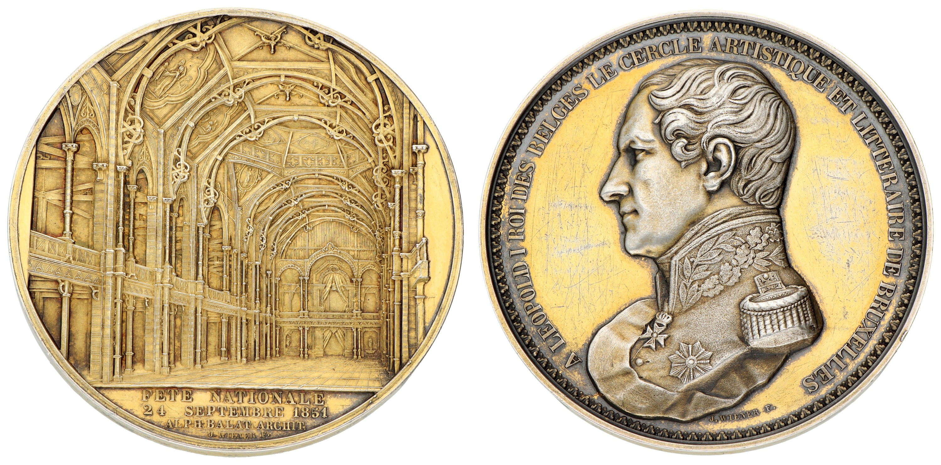 Belgium. Brussels. 1851. Tribute Medal of the Artistic and Literary Circle. XF