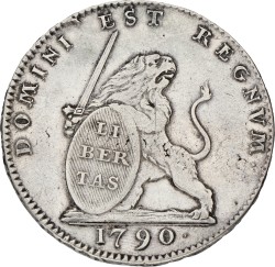 3 Florin of zilveren leeuw. Verenigde Belgische Staten. 1790. VF