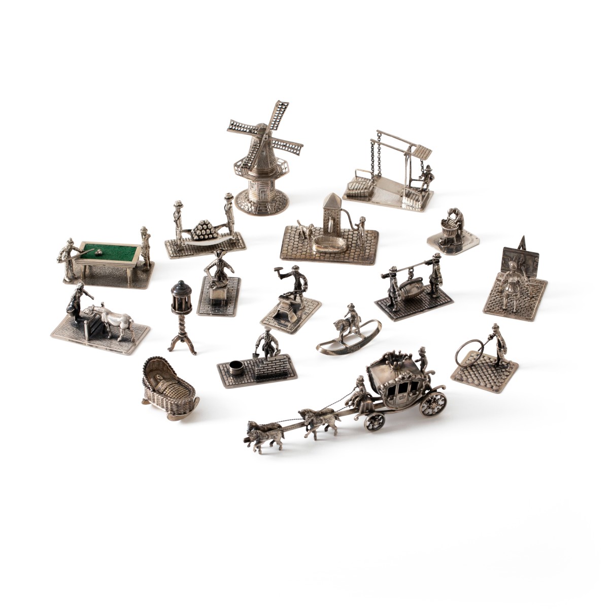 Miniaturen verzameling (17), Nederland ca. 1970-1980, zilver