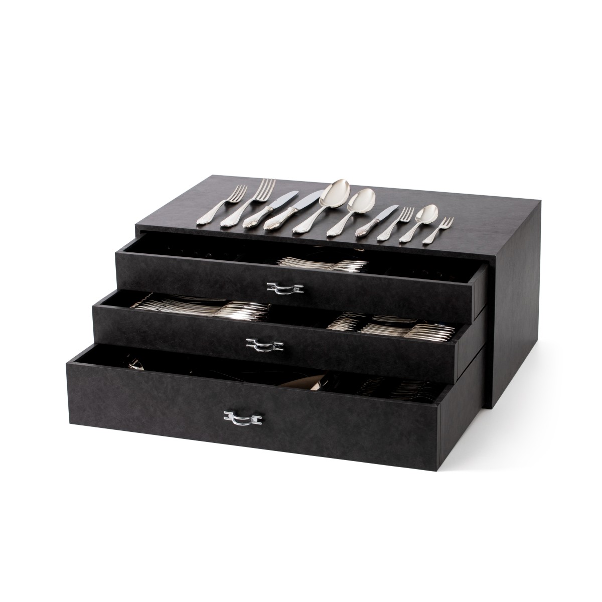 Chippendale bestekcassette (136), M.J. Gerritsen, Zeist 1980, zilver
