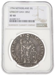 3 gulden - generaliteits. Utrecht. 1794. XF 40