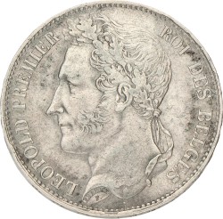 Belgium. Leopold I. 5 Francs. 1849. XF