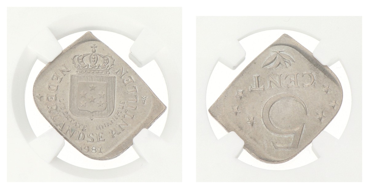 5 Cent. Broadstruck straight clip. Nederlandse Antillen. Beatrix. 1981. MS 66