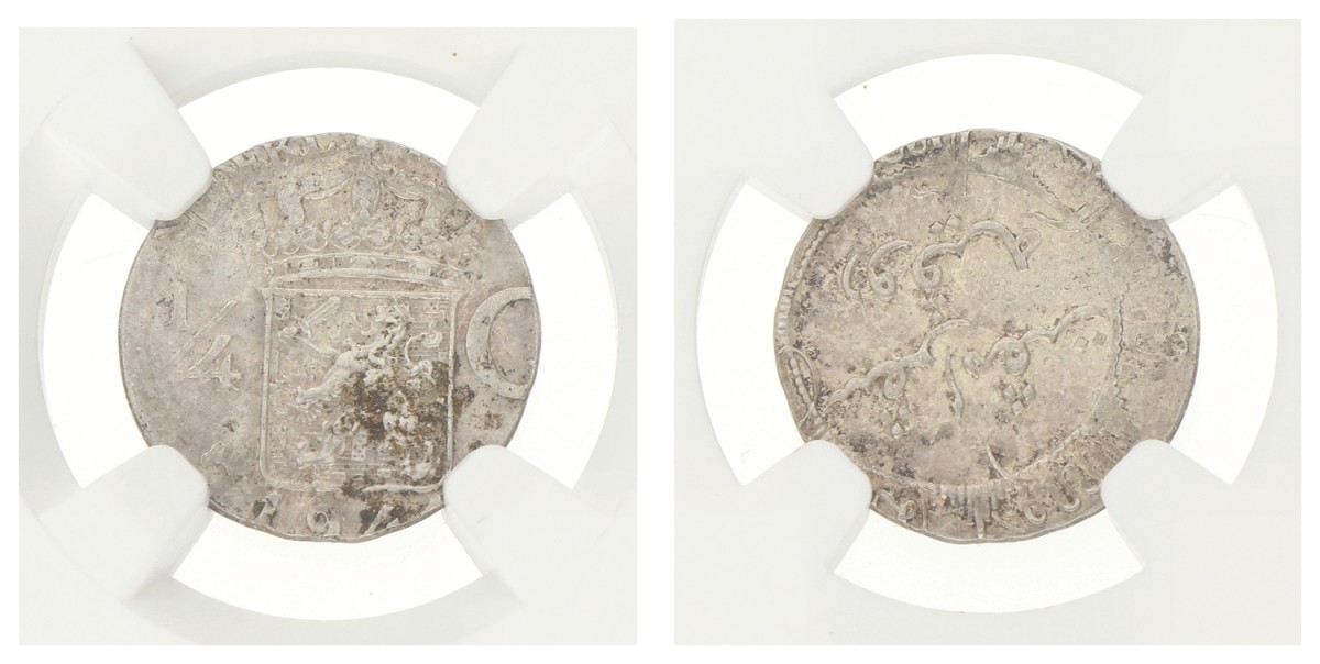 1/4 Gulden. Nederlands-Indië. Wilhelmina. Struck on 1/10G Planchet. 1941 P. MS 62