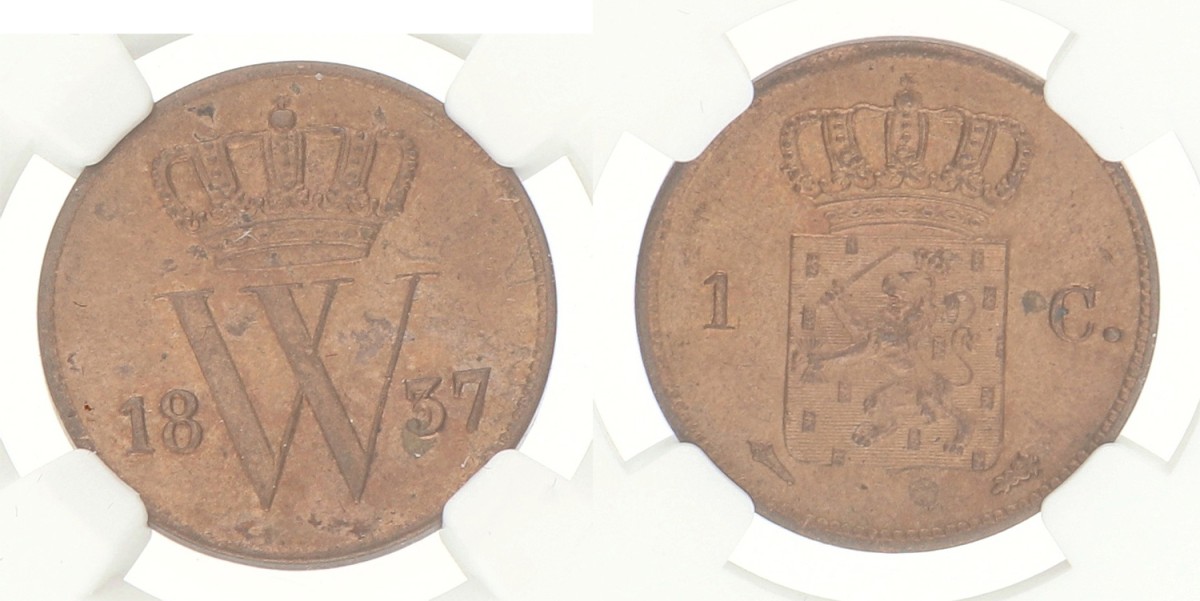 1 Cent. Willem I. 1837. MS 64 RB.