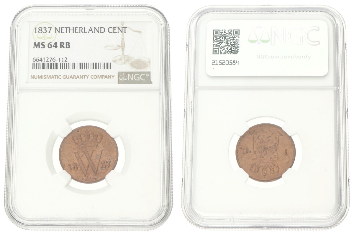 1 Cent. Willem I. 1837. MS 64 RB.