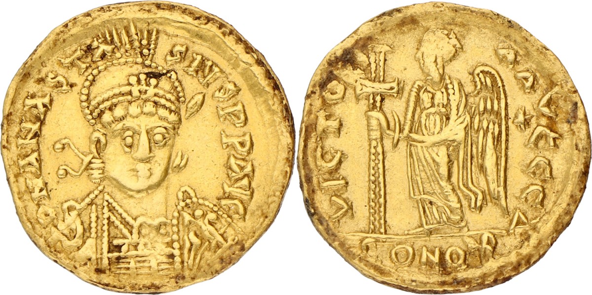 Byzantine Empire. Constantinople. Anastasius I Dicorus. Solidus. ND (491 -518). VF