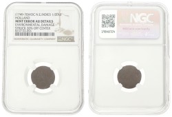 ½ Duit - Mint error. V.O.C. (Holland). ND (1749 - 1770). AU details