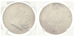 German states. Bavaria. Luitpold. 3 Mark - 90th Birthday. 1911D. MS 62