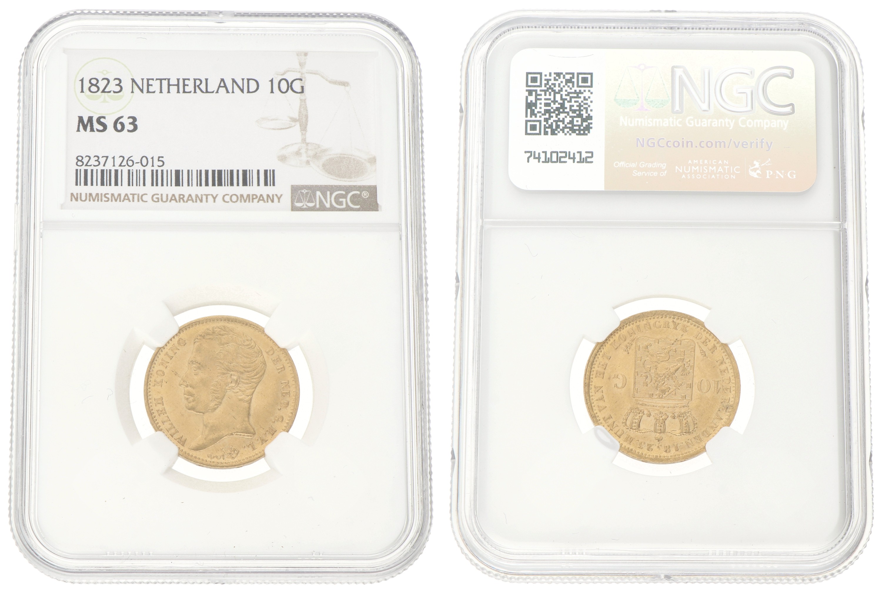 10 Gulden. Willem I. 1823 U. MS 63.