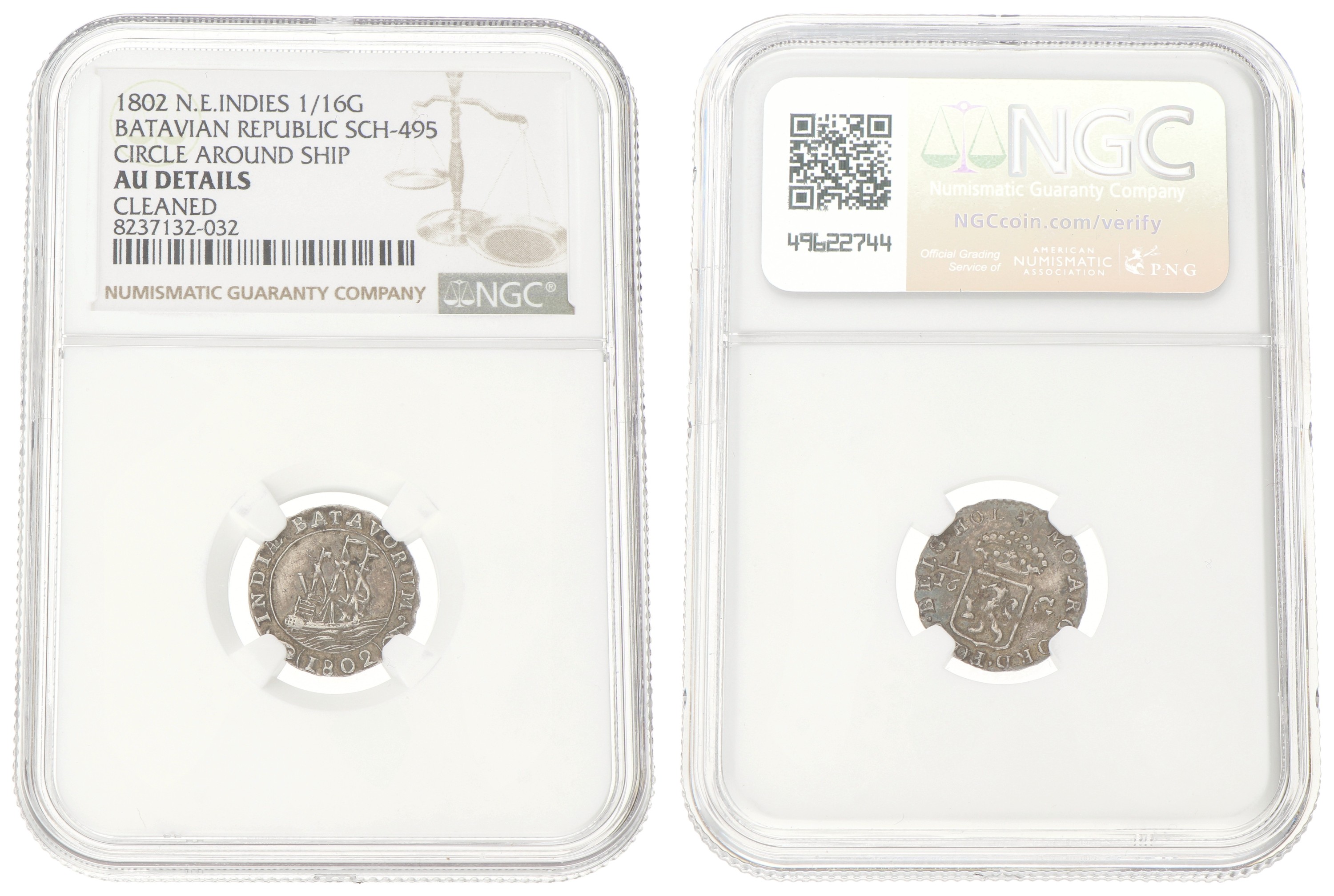 1⁄16 Gulden. Nederlands-Indië. 1802. AU details