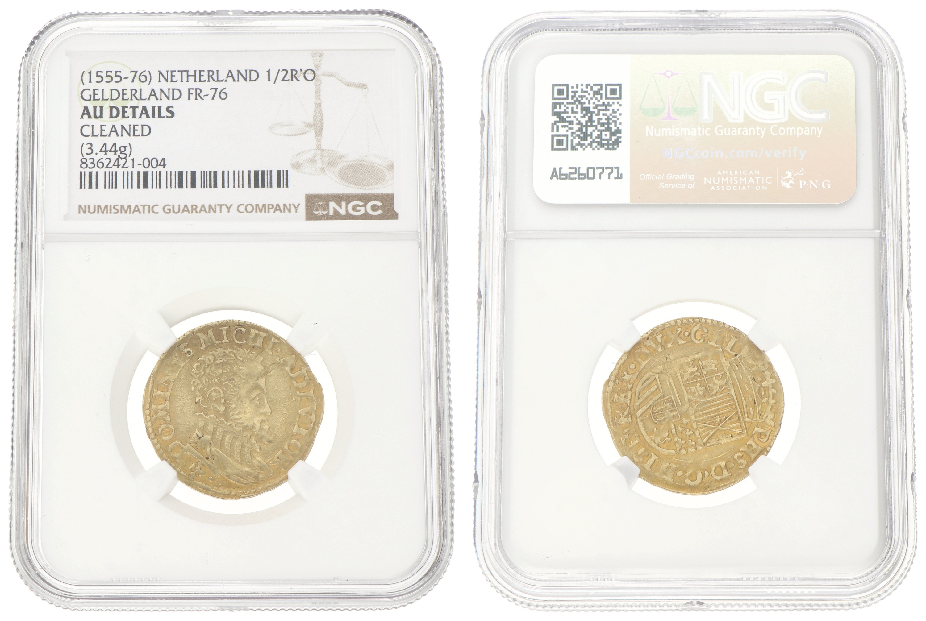 Halve gouden Real. Gelderland. Nijmegen. Filips II. ND (1555 - 1576). AU details