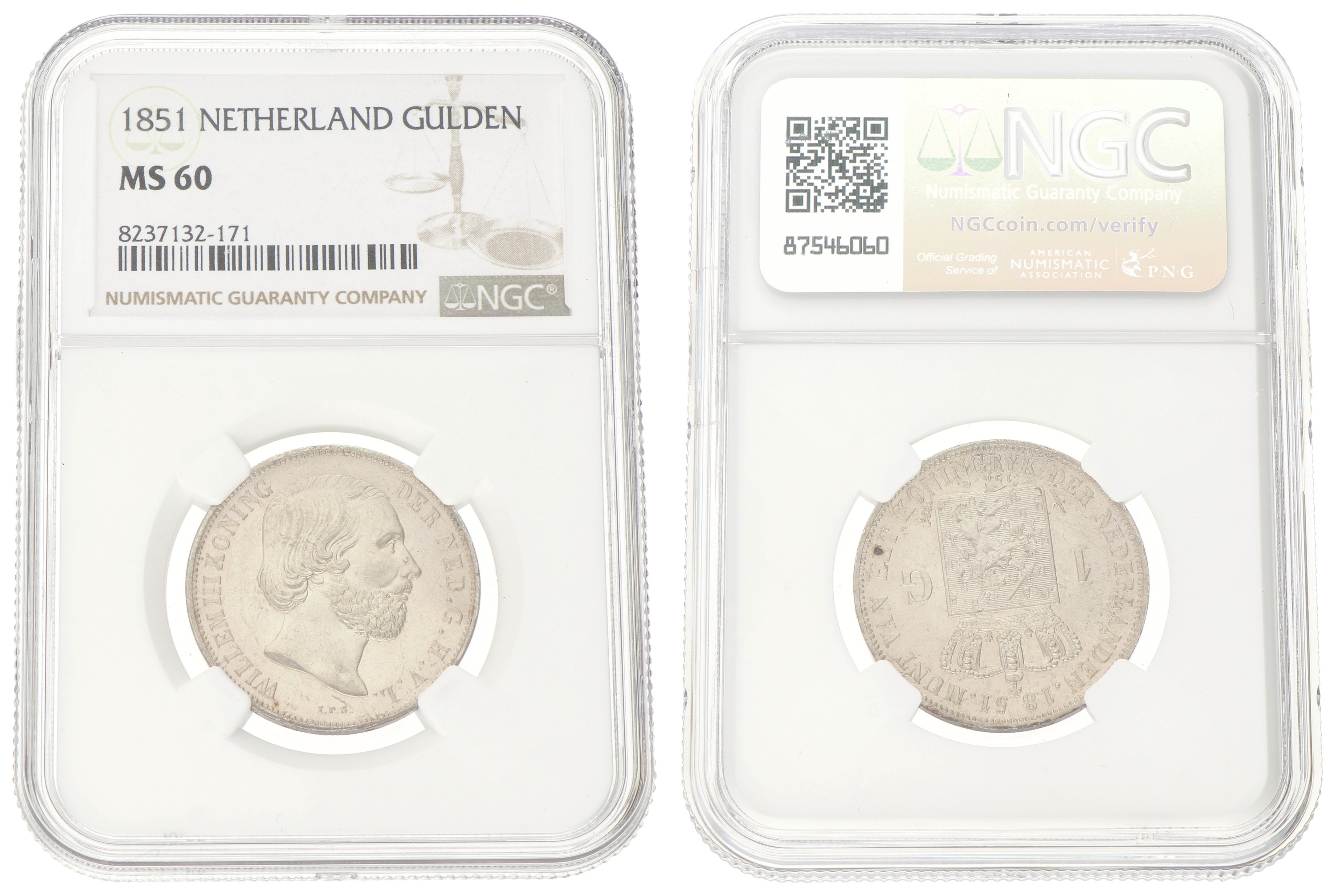 1 Gulden. Willem III. 1851. MS 60.
