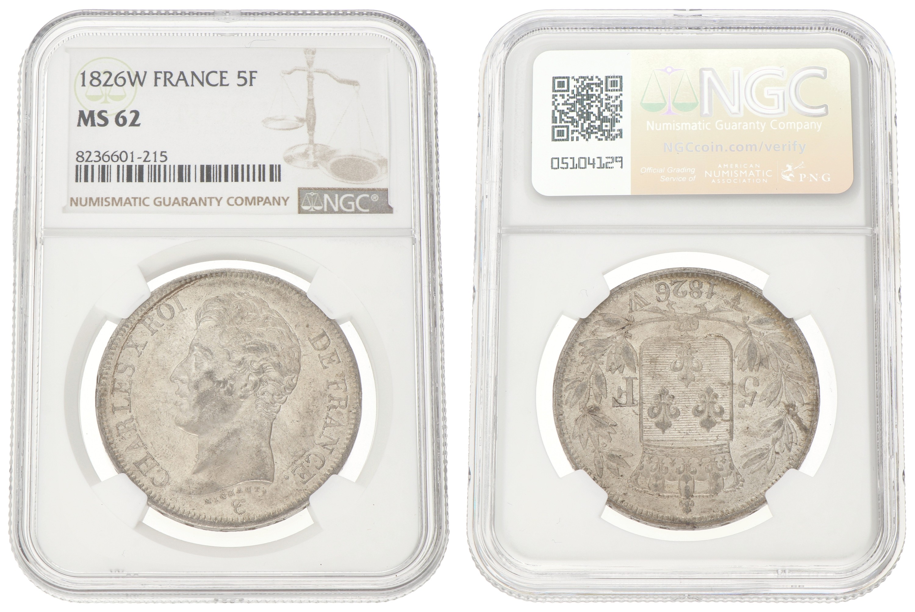 Goudwisselkantoor auction: France. Second kingdom. Charles X. 5 Francs. 1826 W. MS 62