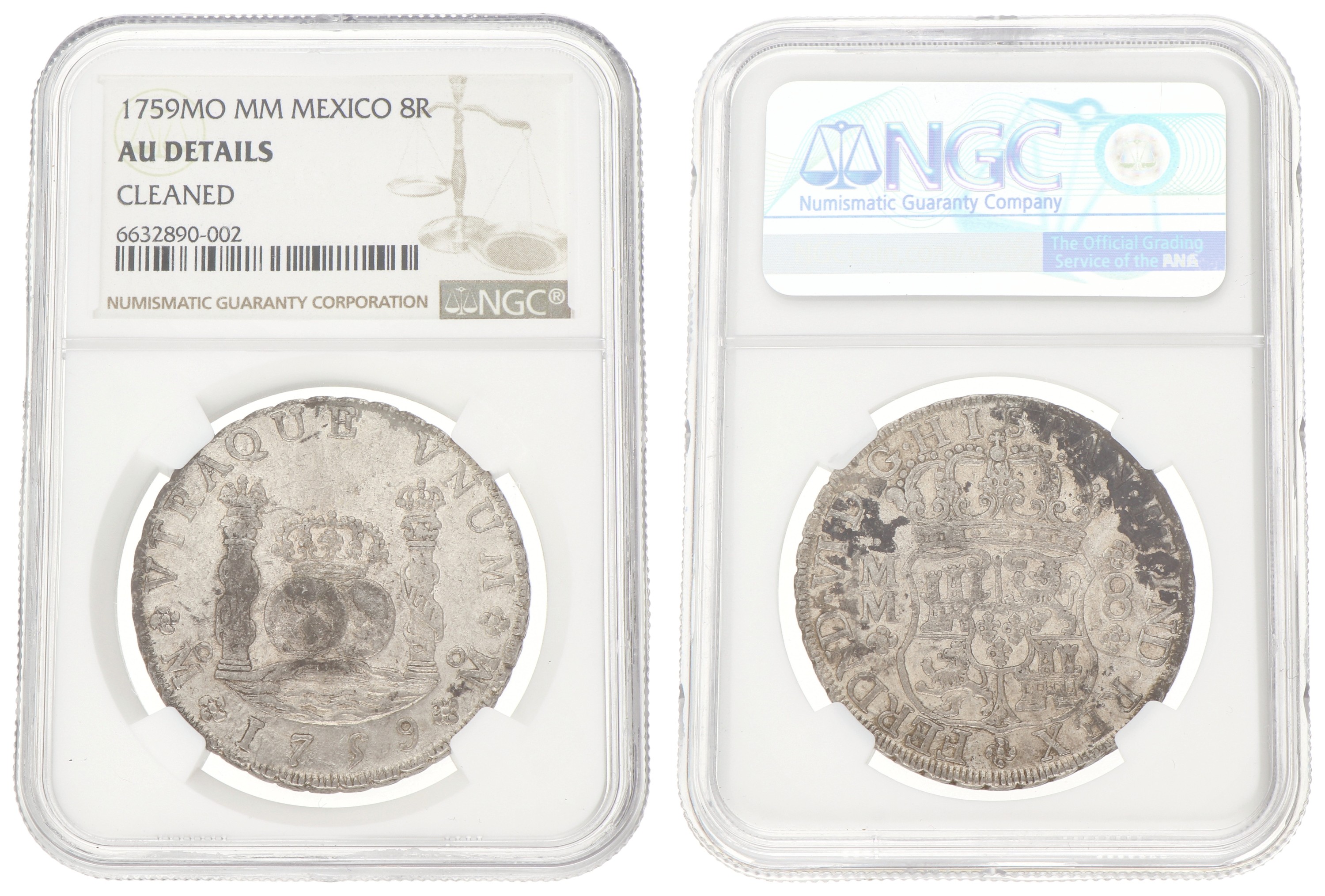 Mexico. Spanish colony. Ferdinand VI. 8 Reales. 1759MO MM. AU details