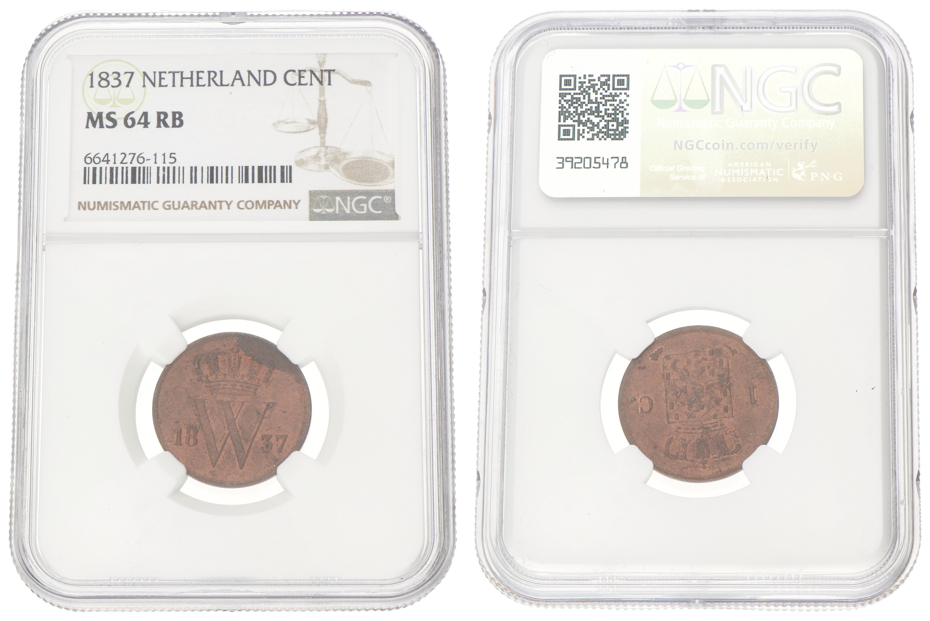 1 Cent. Willem I. 1837. MS 64 RB.