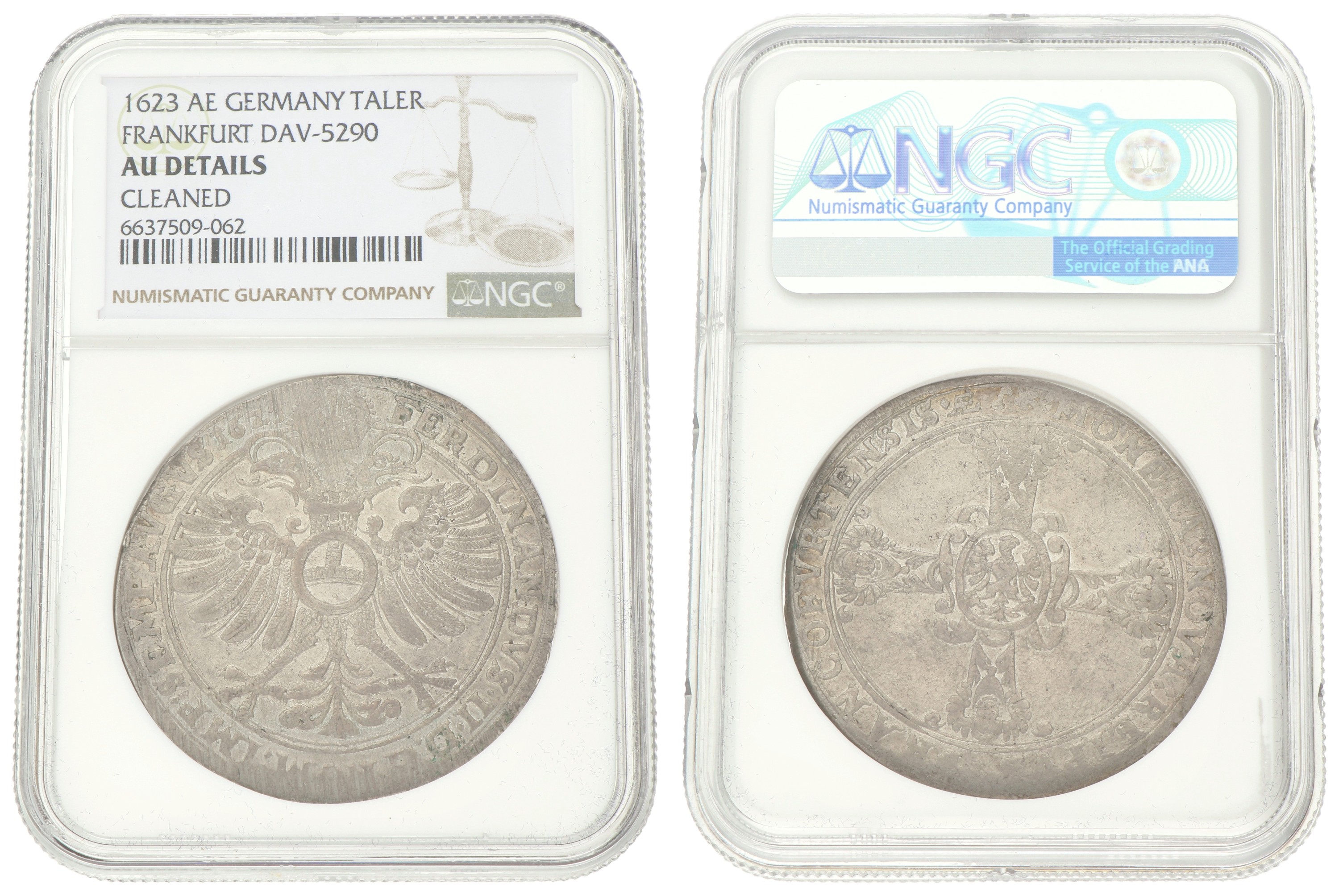 German states. Frankfurt. Thaler. 1623 AE. AU details.