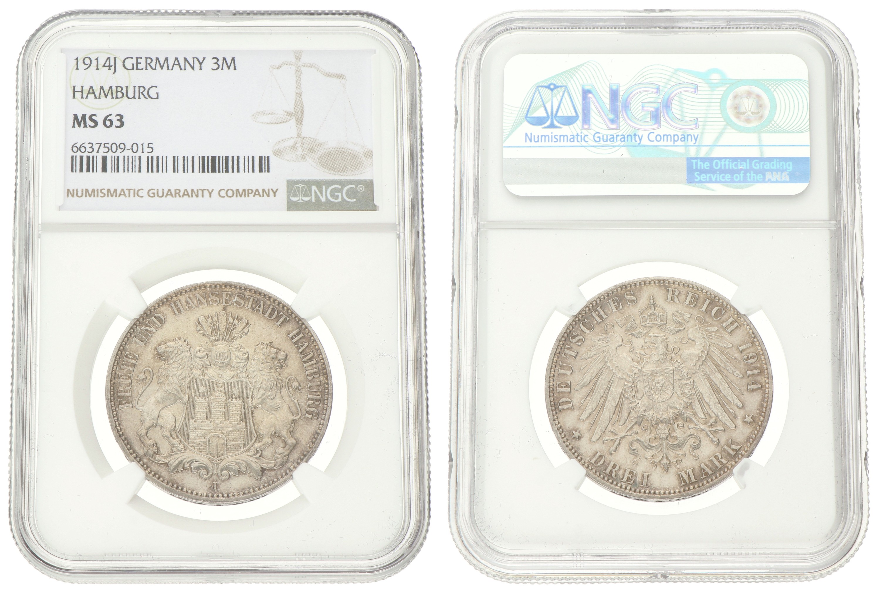 German states. Hamburg. 3 Mark. 1914 J. MS 63