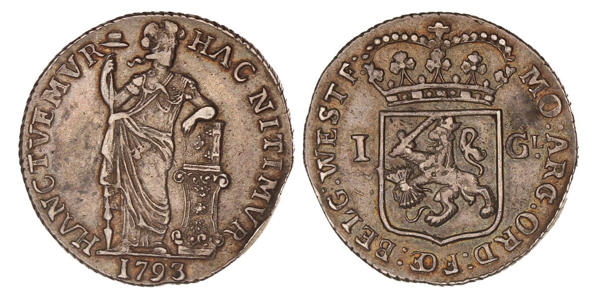 1 Gulden -generaliteits-. West-Friesland. 1793. Zeer Fraai.