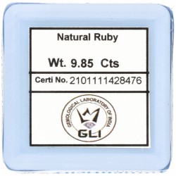 GLI-gecertificeerde natuurlijke robijn 9.85 ct.