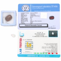Lot van GLI-gecertificeerde natuurlijke hessoniet granaat 11.30 ct. en GJSPC gecertificeerde natuurlijke witte opaal 1.45 ct.