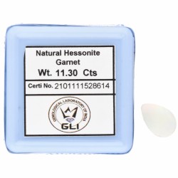 Lot van GLI-gecertificeerde natuurlijke hessoniet granaat 11.30 ct. en GJSPC gecertificeerde natuurlijke witte opaal 1.45 ct.