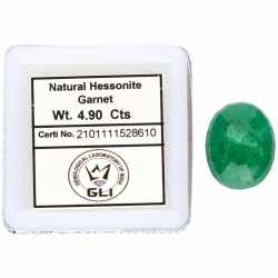 Lot van GLI-gecertificeerde natuurlijke hessoniet granaat 4.90 ct. en GLI gecertificeerde natuurlijke smaragd 8.65 ct.