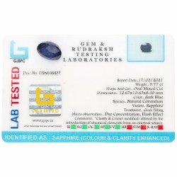 GJSPC-gecertificeerde natuurlijke blauwe saffier 9.77 ct.