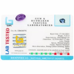 GJSPC-gecertificeerde natuurlijke amethist 5.43 ct.