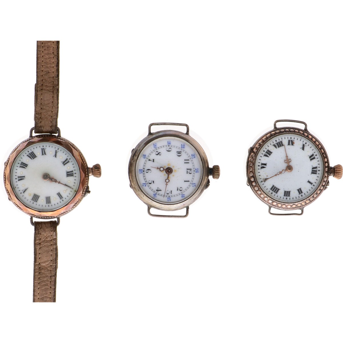 Lot (3) zilveren dames zakhorloges