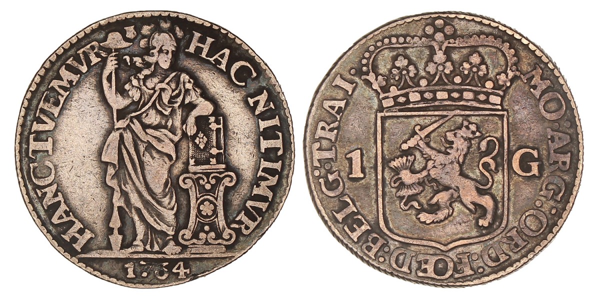 1 Gulden -generaliteits-. Utrecht. 1764. Zeer Fraai -.