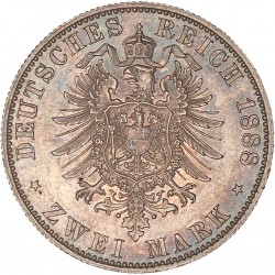 German states. Prussia. Friedrich. 2 Mark. 1888 A.