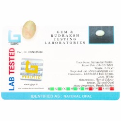 GJSPC-gecertificeerde natuurlijke opaal 3.37 ct.