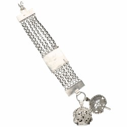 Antiek zilveren chatelaine met signet en horloge sleutel - 835/1000.