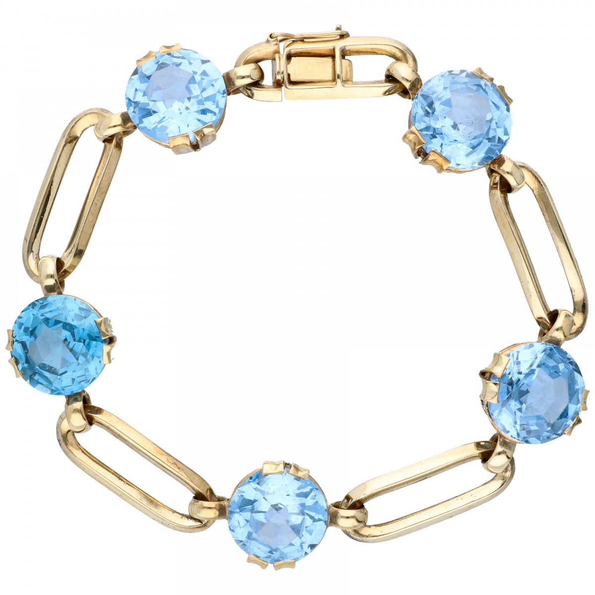 Geelgouden vintage armband bezet met ca. 35.95 ct. synthetische spinel - 14 kt.