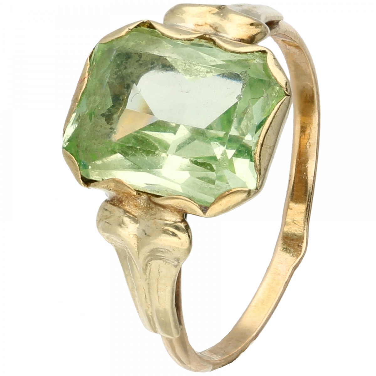 Antieke geelgouden solitair ring bezet met synthetische spinel - 14 kt.