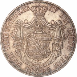 German states. Saxony. Johann V. 2 Thaler. 1859.