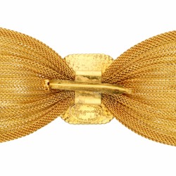 Grote goudkleurige vintage Yves Saint Laurent Rive Gauche strikvormige broche bezet met helder kristal.