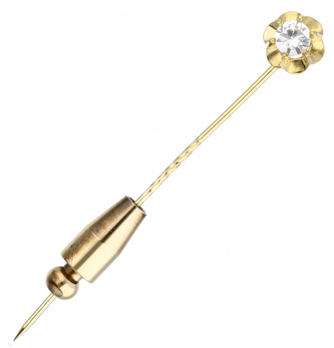 Yellow gold lapel pin with synthetic spinel - 14 ct.