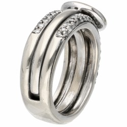 Witgouden 'shoulder ring' bezet met ca. 0.83 ct. diamant - 18 kt.