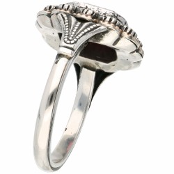 Zilveren vintage ring bezet met amethist en markasiet - 835/1000.